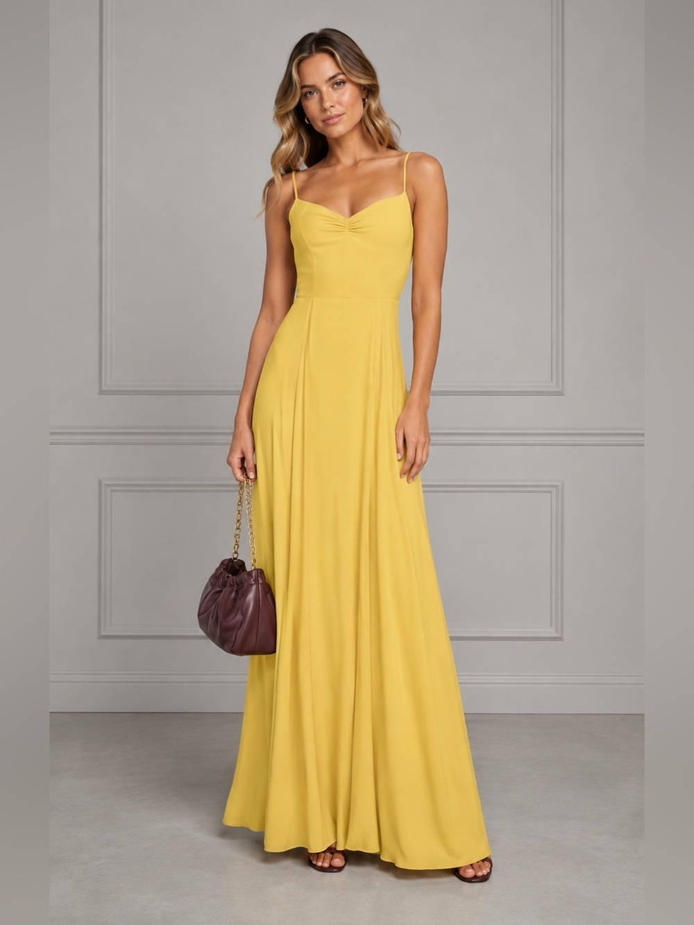 Reformation Thistle Maxi Yellow Dress Size 6 B1412
